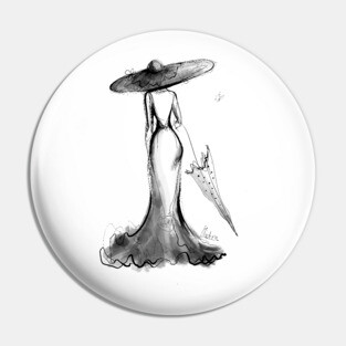 Lady with Umbrella Pin