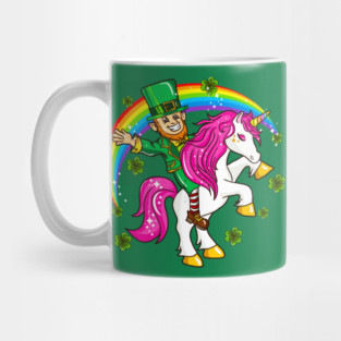 St Patricks Day Leprechaun Riding Unicorn Mug