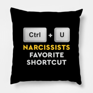 Minimalist Narcissist Abuse Control Shortcut Keyboard Yellow Typography Pillow