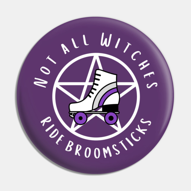 Not all Witches Ride Broomsticks Purple Stripe Roller Skate Cheeky Witch® Pin by Cheeky Witch