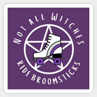 Not all Witches Ride Broomsticks Purple Stripe Roller Skate Cheeky Witch® Sticker