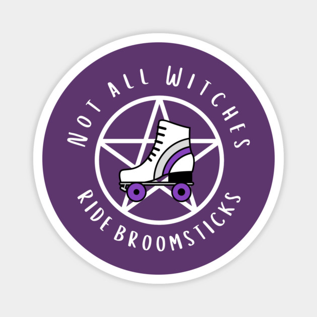 Not all Witches Ride Broomsticks Purple Stripe Roller Skate Cheeky Witch® Magnet by Cheeky Witch
