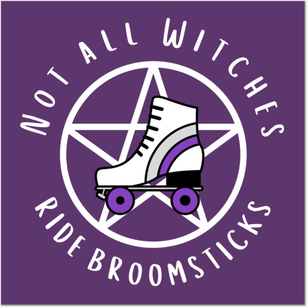 Not all Witches Ride Broomsticks Purple Stripe Roller Skate Cheeky Witch® Wall Art by Cheeky Witch