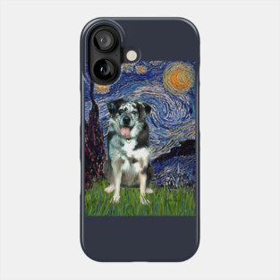 Starry Night (Van Gogh) with a Catahoula Leopard Dog Phone Case