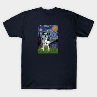 Starry Night (Van Gogh) with a Catahoula Leopard Dog T-Shirt
