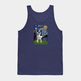 Starry Night (Van Gogh) with a Catahoula Leopard Dog Tank Top