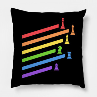 Rainbow Chess Pieces Boardgames Nerd Pillow