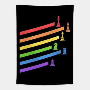 Rainbow Chess Pieces Boardgames Nerd Tapestry