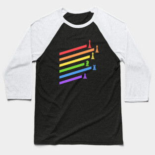 Rainbow Chess Pieces Boardgames Nerd Baseball T-Shirt