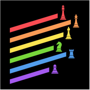 Rainbow Chess Pieces Boardgames Nerd Posters and Art