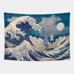 The Great Wave - Space Shuttle Night Tapestry