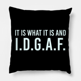 It is what It is and IDGAF, Funny Quote, Sarcastic Pillow
