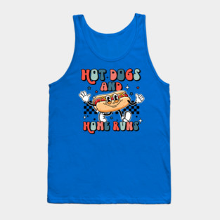 Retro baseball theme hot dogs and home runs Tank Top