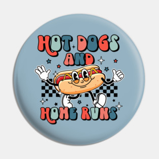 Retro baseball theme hot dogs and home runs Pin