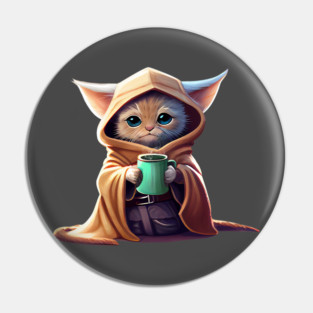 Grogu Kitten Star Wars Mandalorian Baby Yoda Cute Adorable Fan Art Star Wars Gift for Cat Lovers Pin