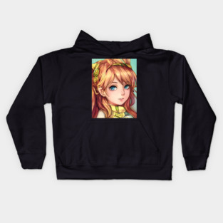 Cute Brown Hair Anime Girl Kids Hoodie