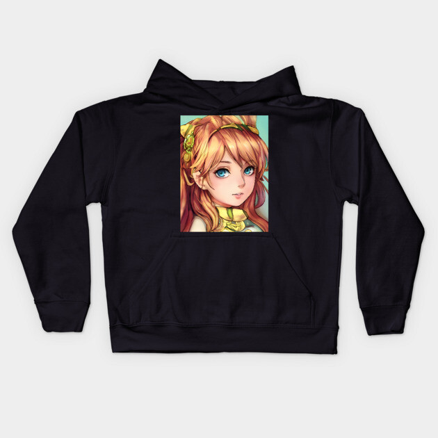 Cute Brown Hair Anime Girl Kids Hoodie by animegirlnft