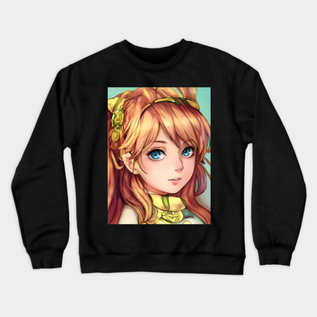 Cute Brown Hair Anime Girl Crewneck Sweatshirt by animegirlnft