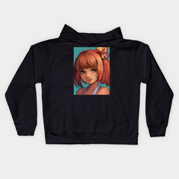 Cute Red Hair Anime Girl Kids Hoodie by animegirlnft