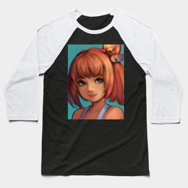 Cute Red Hair Anime Girl Baseball T-Shirt by animegirlnft