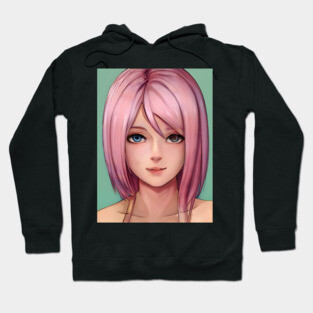 Pretty In Pink Hair Anime Girl Next Door Hoodie