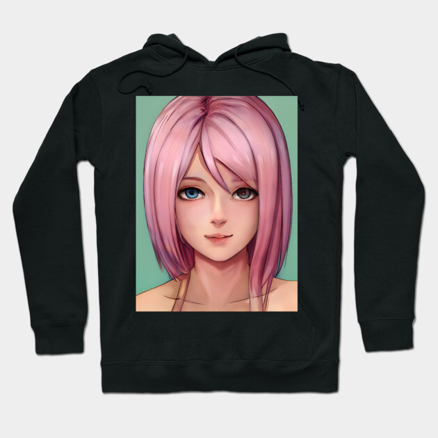 Pretty In Pink Hair Anime Girl Next Door Hoodie by animegirlnft