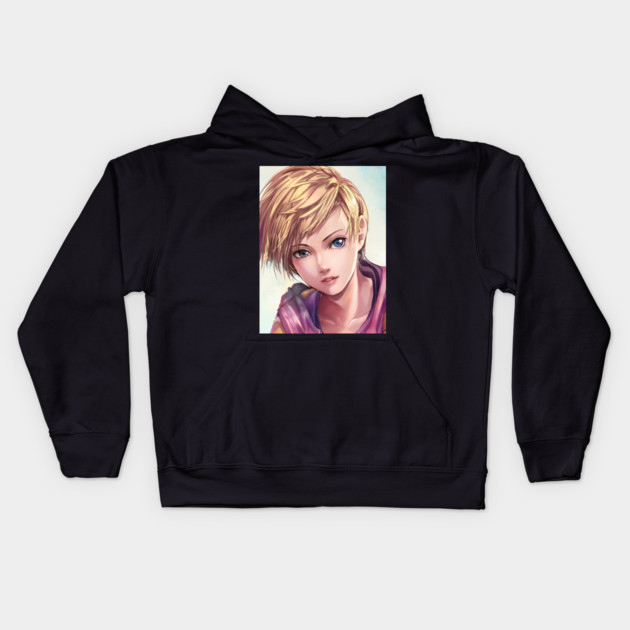 Hot Blonde Anime Girl with Short Hair Kids Hoodie by animegirlnft