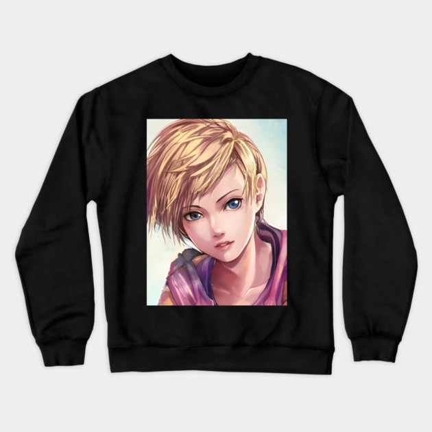 Hot Blonde Anime Girl with Short Hair Crewneck Sweatshirt by animegirlnft
