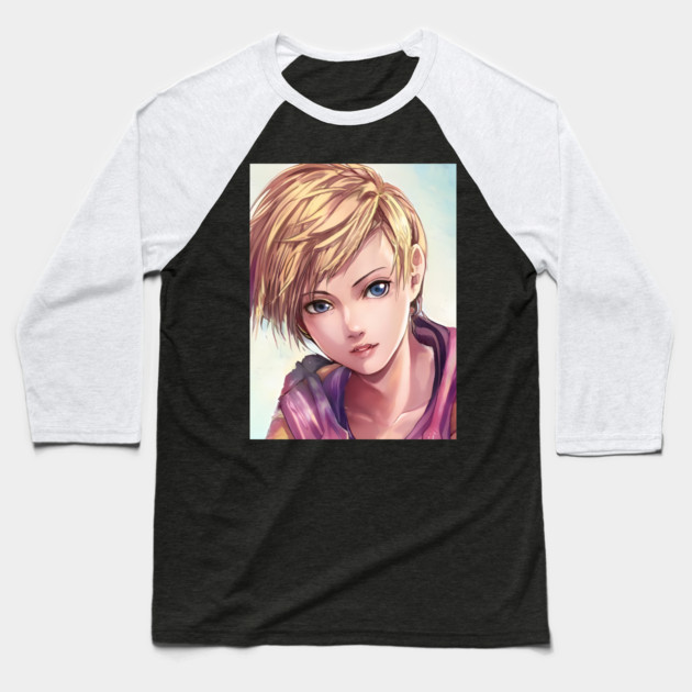 Hot Blonde Anime Girl with Short Hair Baseball T-Shirt by animegirlnft