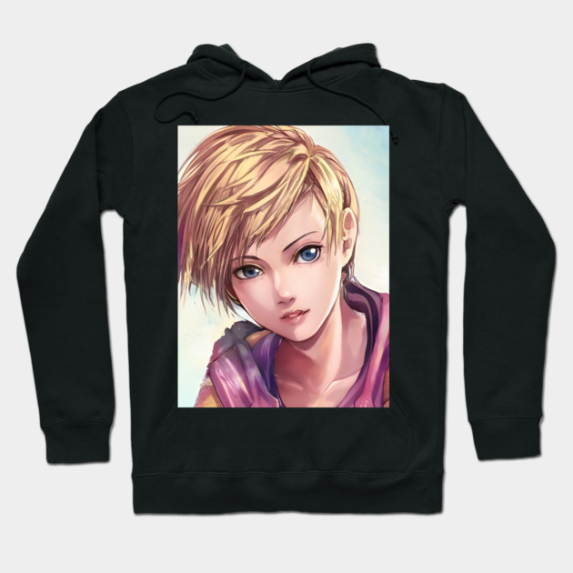 Hot Blonde Anime Girl with Short Hair Hoodie by animegirlnft