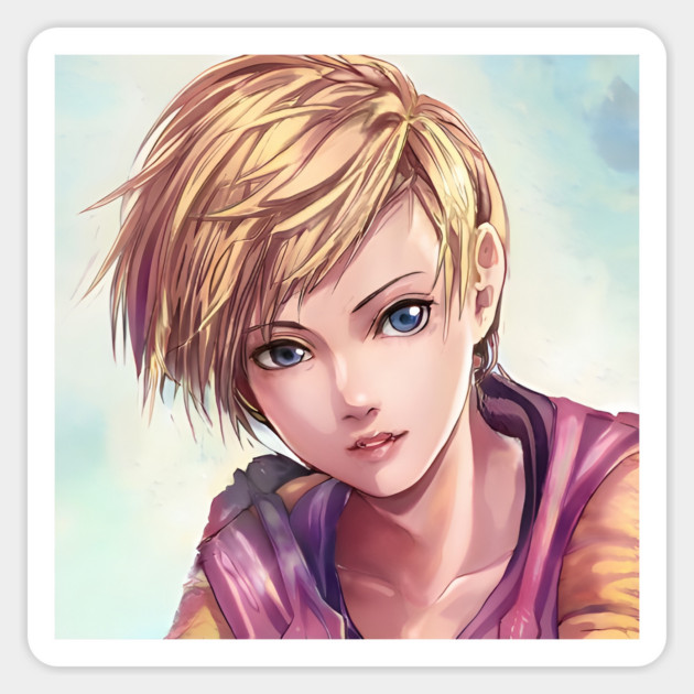 Hot Blonde Anime Girl with Short Hair Sticker by animegirlnft