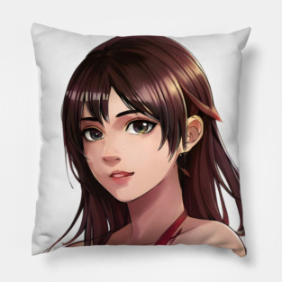Brown hair anime pretty girl Pillow