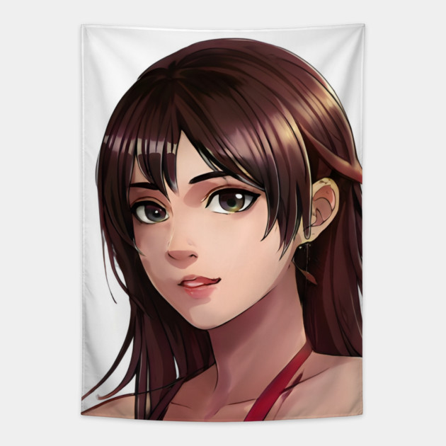 Brown hair anime pretty girl Tapestry by animegirlnft