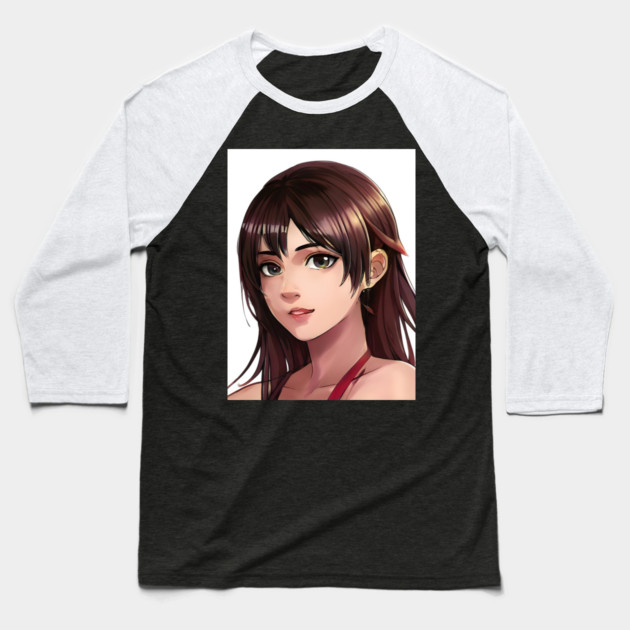 Brown hair anime pretty girl Baseball T-Shirt by animegirlnft