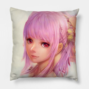 Pink Hair Pretty Anime Girl Pillow
