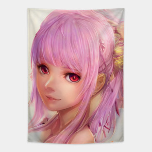 Pink Hair Pretty Anime Girl Tapestry