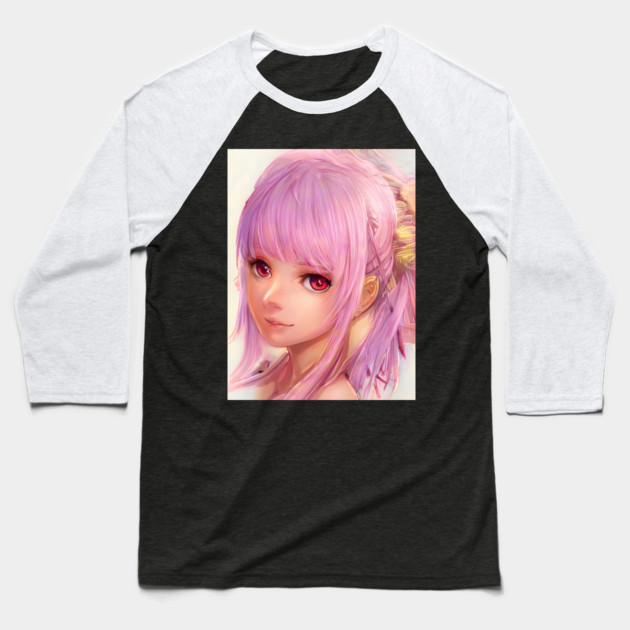 Pink Hair Pretty Anime Girl Baseball T-Shirt by animegirlnft