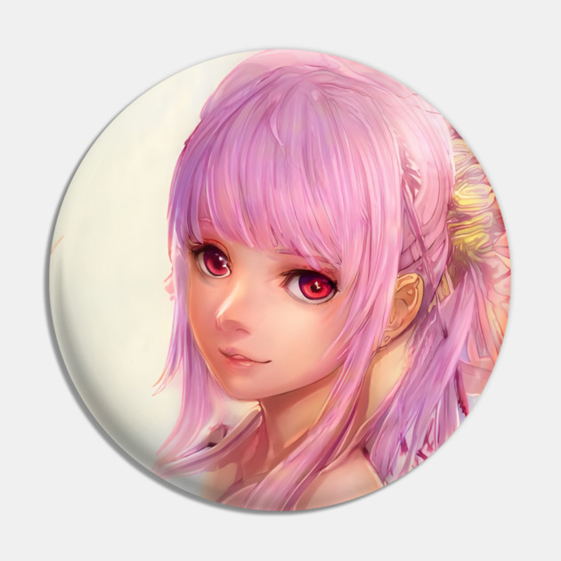 Pink Hair Pretty Anime Girl Pin by animegirlnft