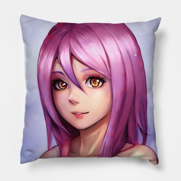 Purple hair cosplay anime girl Pillow by animegirlnft
