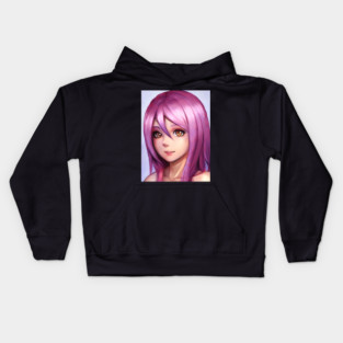 Purple hair cosplay anime girl Kids Hoodie