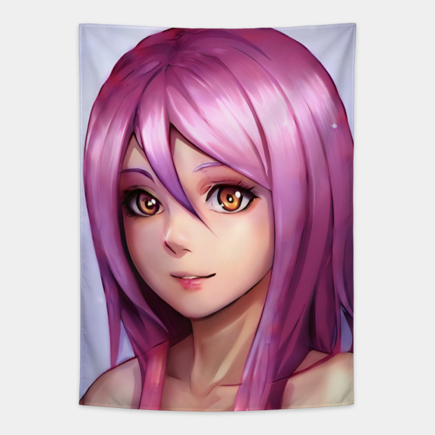 Purple hair cosplay anime girl Tapestry by animegirlnft