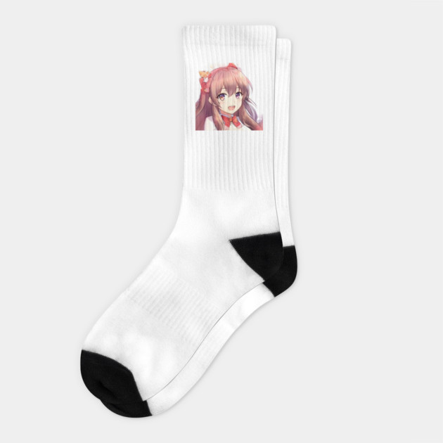 Brown hair beautiful anime girl Socks by animegirlnft