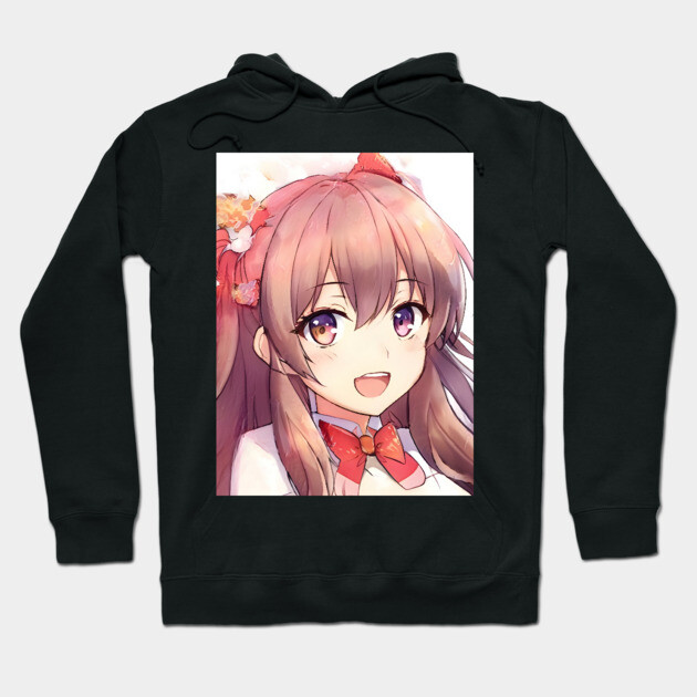Brown hair beautiful anime girl Hoodie by animegirlnft