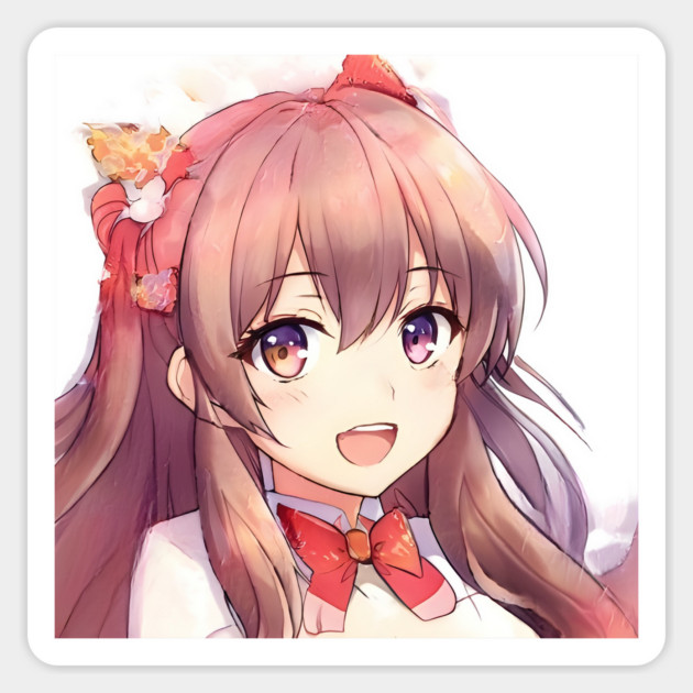 Brown hair beautiful anime girl Magnet by animegirlnft