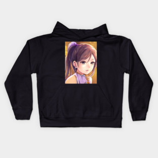 Beautiful brown hair anime school girl Kids Hoodie