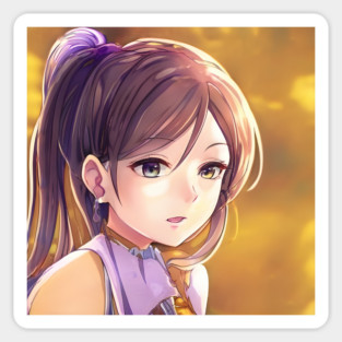 Beautiful brown hair anime school girl Sticker