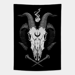 Occult Goat Skull Tapestry