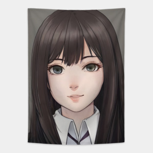 Black Hair Cute Anime High School Pretty Girl Tapestry