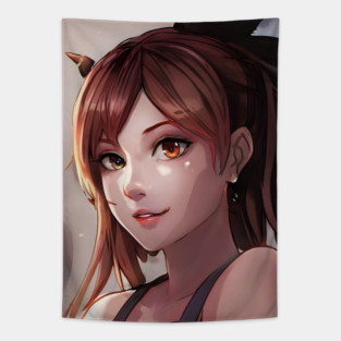 Beautiful brown hair waifu girl Tapestry