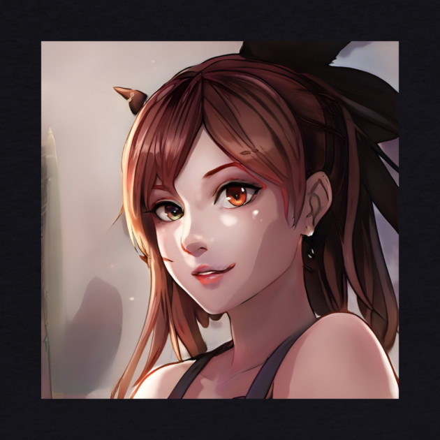 Beautiful brown hair waifu girl by animegirlnft